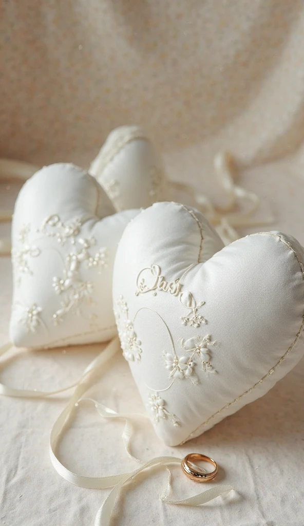 Fabric heart filled with white fleece with delicate lace around the edges. With micro baby satin ribbon to hang it. Everything is white