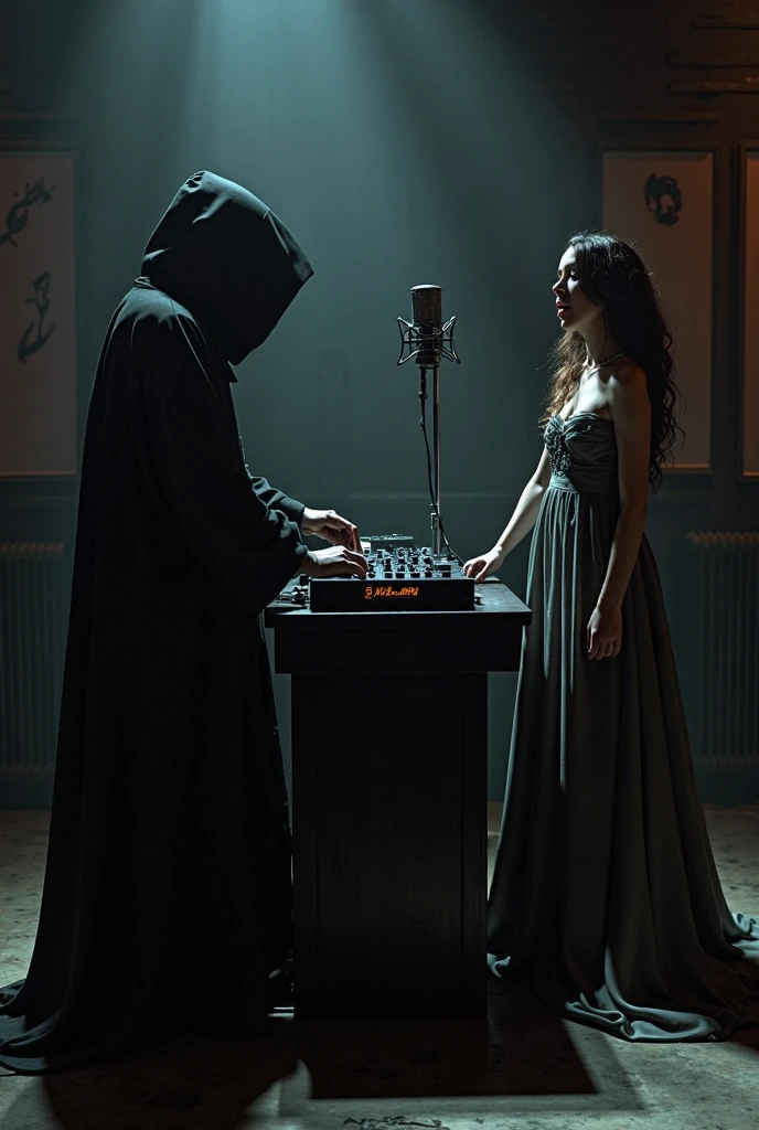 ghosts gambling inside a casino , with a beautiful woman with big breasts