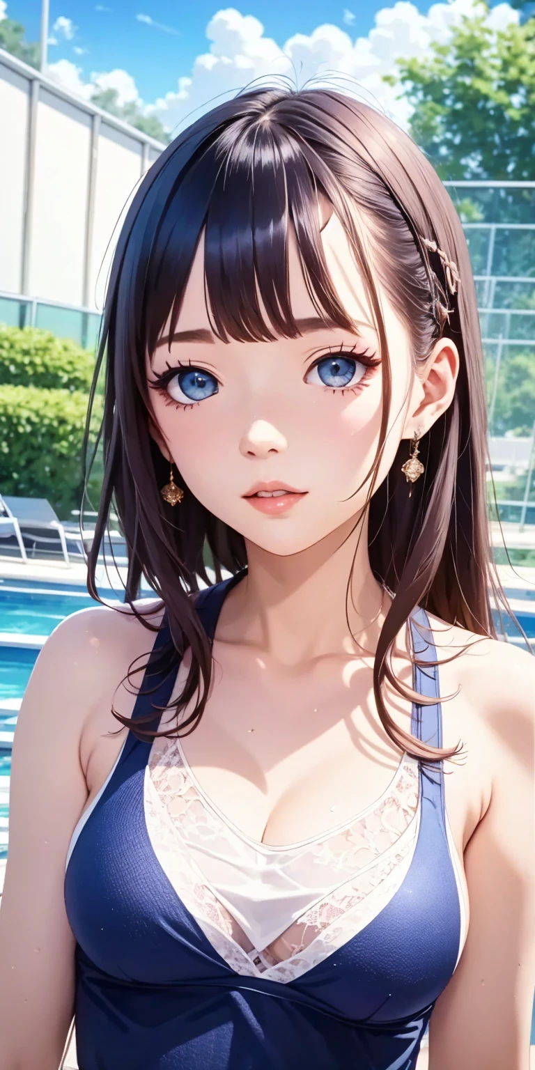 girl in summer clothes, top shot,((selfie)), random background, kiss, beautiful, medium breasts, flirtatious look, ((very detailed)), (perfectly detailed face), (well detailed hand), photorealistic image.