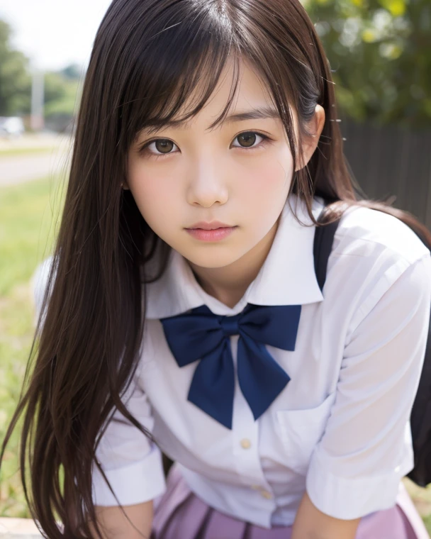 Highest quality, masterpiece, 1 girl, 14~18-year-old, Beautiful Face, Realistic, High resolution,School, Student Uniform,sexy, Lying down