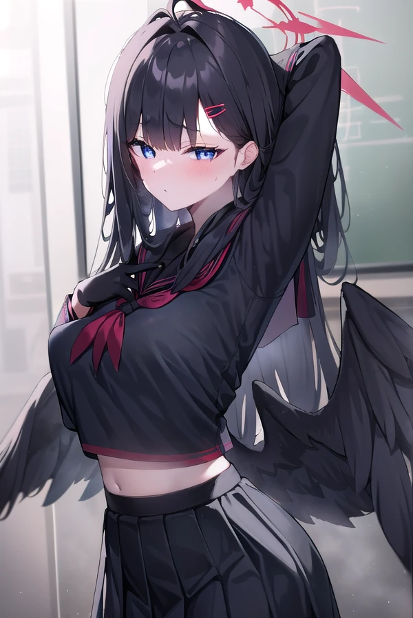 (((((whole body)))))、Utsuho、Green pleated skirt、smile,、Cowboy Shot、 standing on one leg ,leg_lift,panties,standing_split、