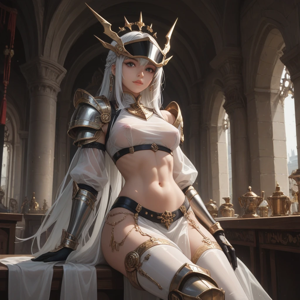 (fierce warrior:1.1), (belts:1), (bandolier:1.3), pouches, gear, She is the elemental empress, very long hair, detailed eyes, and beautiful makeup. magical aura around it. She holds a simple weapon in one hand, She frowns determinedly, showing her strong features and (scars:1), She is preparing for a battle, and she is the leader of her army. masterpiece of art, high detail, realism, and quality. Her body is mature, fit, and glowing, showing her survival skills and courage. She is a fantasy come true, and she knows it. This is an 8K resolution concept art, rendered with octane, and trending on Artstation. It is an illustration of a 1girl character in ligne claire style, with perfect composition and absurdres. It is an official art by Mappa studios of a 30 yo natural amazing body speaking shouting war cry, (ornate jewelry:1.3), (freckles:1.2), (gold:1), (huge breasts:1), (Adult Film Star:1.6), (naked:1.8), nsfw, (action pose:1)