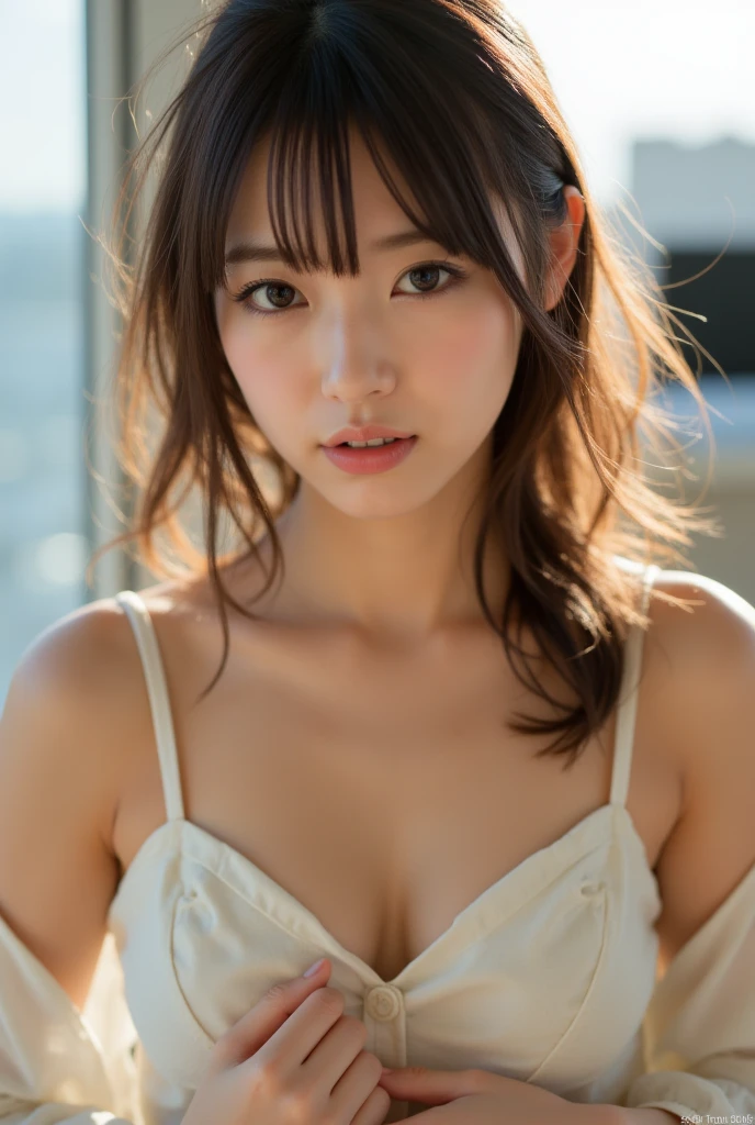 Random Pause, Mix 4, (8k, RAW Photos, highest quality, masterpiece: 1.2), (Realistic, Realistic: 1.37), a girl, cute, Cityscape, night, rain, Wet, Professional Lighting, Photon Mapping, Radio City, Physically Based Rendering, gradient brunette, Gray Hair, short curls, good looking, girl, White jersey, High quality photos, High resolution, 1080p, (Beautiful face), (Detailed facial depiction), (Detailed description of the hand), (masterpiece), (Detailed CG), Extreme light and shadow, Messy Hair, masterpiece, Rich details, (Detailed facial features), (highest qualityの写真), (masterpiece), (Beautiful Eyes), Look in front of me, Thin clavicle, Medium chest、With a smile、smile、Winter outfit、In the snow,Nipples:1.9、tits:1.9、belly button、Small breasts、18-year-old