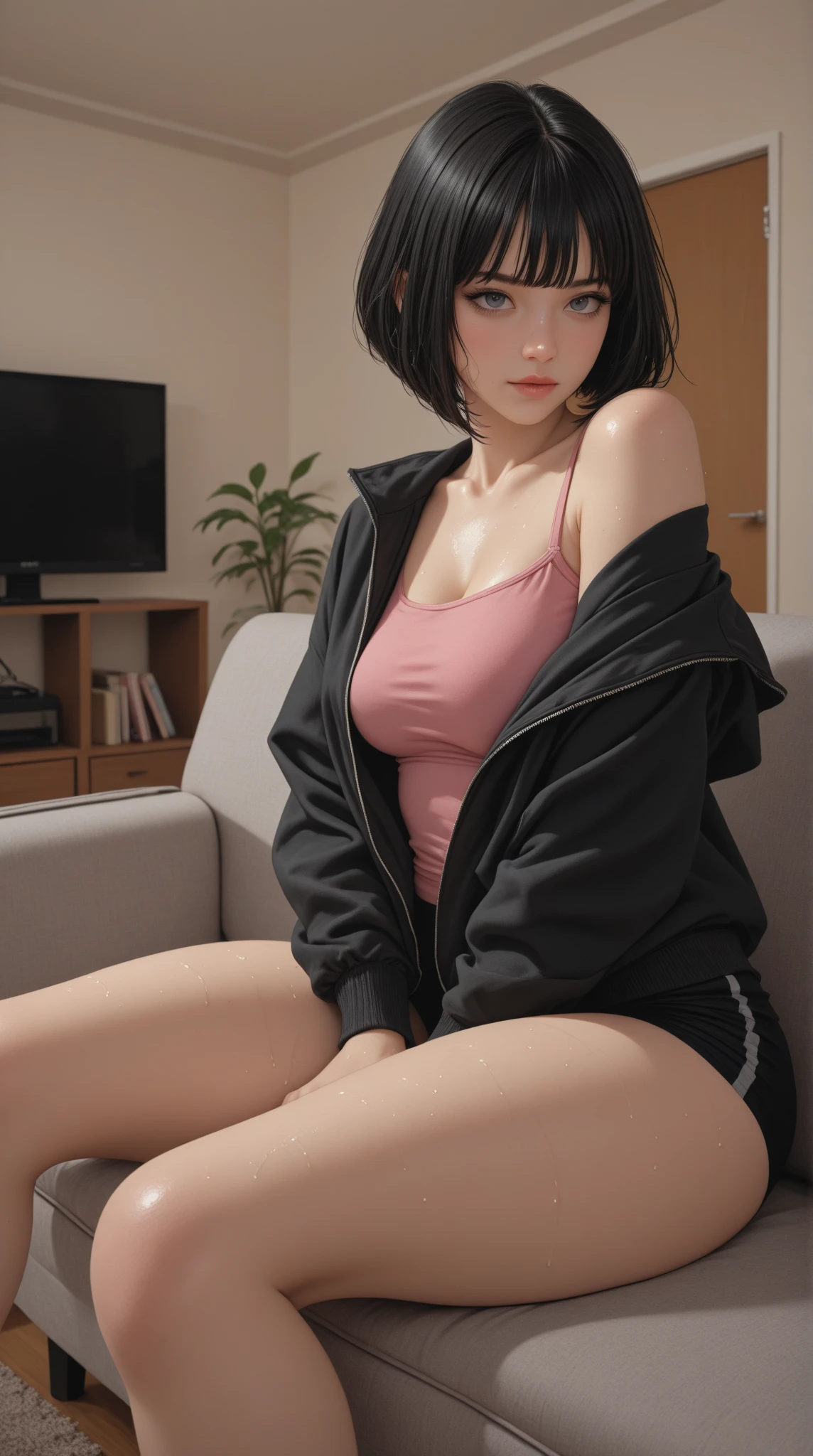 the most detailed face,Rubia delgada de piernas largas con un cuerpo perfecto sin ropa interior en una falda corta negra ancha con cintura alta, Lifting a skirt with a choker without panties without a bra with high sandals in the store lies in the leg up position, abajo, The uniform consisted of a mid-thigh miniskirt and a transparent white shirt with a V-neck jacket., that is, a generous neckline since it was covered with the white shirt, medias y liguero debajo de la minifalda, sin bragas ni tanga. la camisa blanca, I just had to wear the jacket without a bra, sin ropa interior, sin calzon, ((pechos enormes :1.3)), ((((, braless)))), ((escote, senos expuestos, entrepierna expuesta, abdomen inferior expuesto, exhibicionismo, exposed shaved pubic hair)) Cuerpo ultra brillante, Brillante, sin ropa interior, without underwear, de frente,(Un mundo sin ropa),(,fullnude) mini camisa transparente de tela blanca, Extiende las piernas, sexual arousal, sexual expression, piel brillante,flujo vaginal, sin sujetador, entrepierna visible, piernas abiertas, sin ropa interior、hendidura en la entrepierna、Enfoque en la entrepierna,No use ropa interior、fullnude