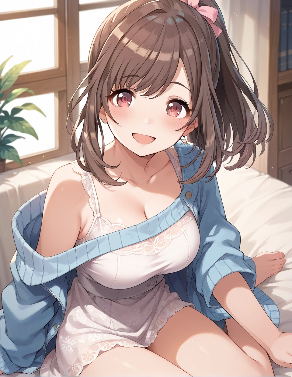 best qyality, perky tits, 8k, hdr, stocking suspenders, Anime girl with red hair and short skirt lying down, anime drawing inspired by Rei Kamoi, pixive, art process, high school DXD, Patreon content, DDLC, anime cover, seductive anime girl, Rias Gremory, going to devour you, furry art by first person, Sexy gesture poses pudica, flirty anime witch casting magic