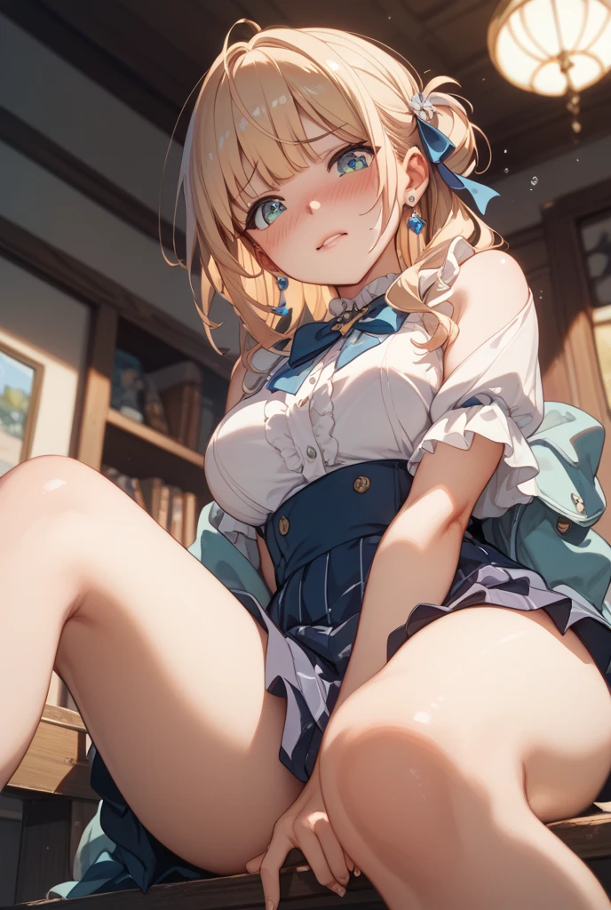 Tove Jansson, Margaret Tarrant, Surreal, mysterious, bizarre, fantastical, fantasy, Sci-fi, Japanese anime, chess tower, beautiful blonde miniskirt girl Alice, perfect voluminous body, looking for a tea party, a rabbit walking on two legs wearing clothes, detailed masterpiece Hyper realistic sharp focus innocent sexy erotic body showing off sensual wanting to be manhandled embarrassing blushing shy happy scared provocative coquettish seducing real