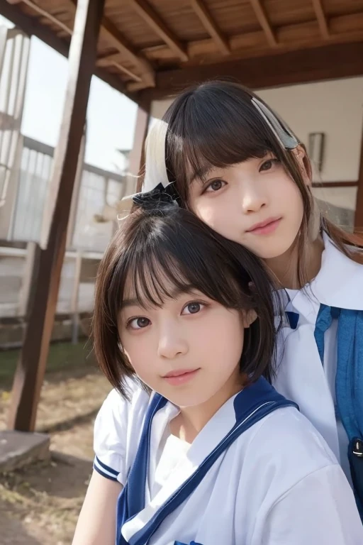 best qualtiy,Garden background,ssmile,Cheerful and sunny,Arad woman, ulzzangs, chiho, sakimi chan, sakimichan, cute kawaii girls, kawaii hair style,smallunderboob， hime-cut, seifuku, shikamimi, tidy hair，By bangs, Women with short hair, cutecore, kawaii hair style, aya takano color style