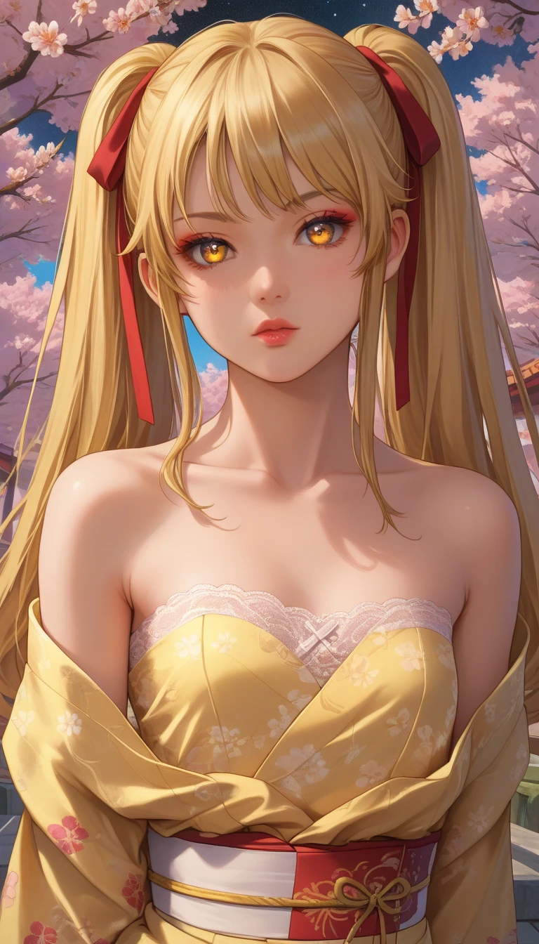 , (tmasterpiece,Supreme Quality,Super delicate,Master painting)(Kizi,closeup cleavage,Lateral face,Gaze towards the viewer,Bloom of youth), Original character wearing a light green pencil dress, Long straight hair,Dark yellow bangs, Carmine eyes, expressioness:exasperation, German castle background