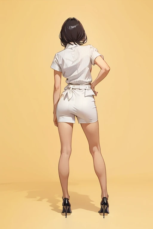 Chinese woman in blue sweater and white cotton panties, realistic art style, intricate details