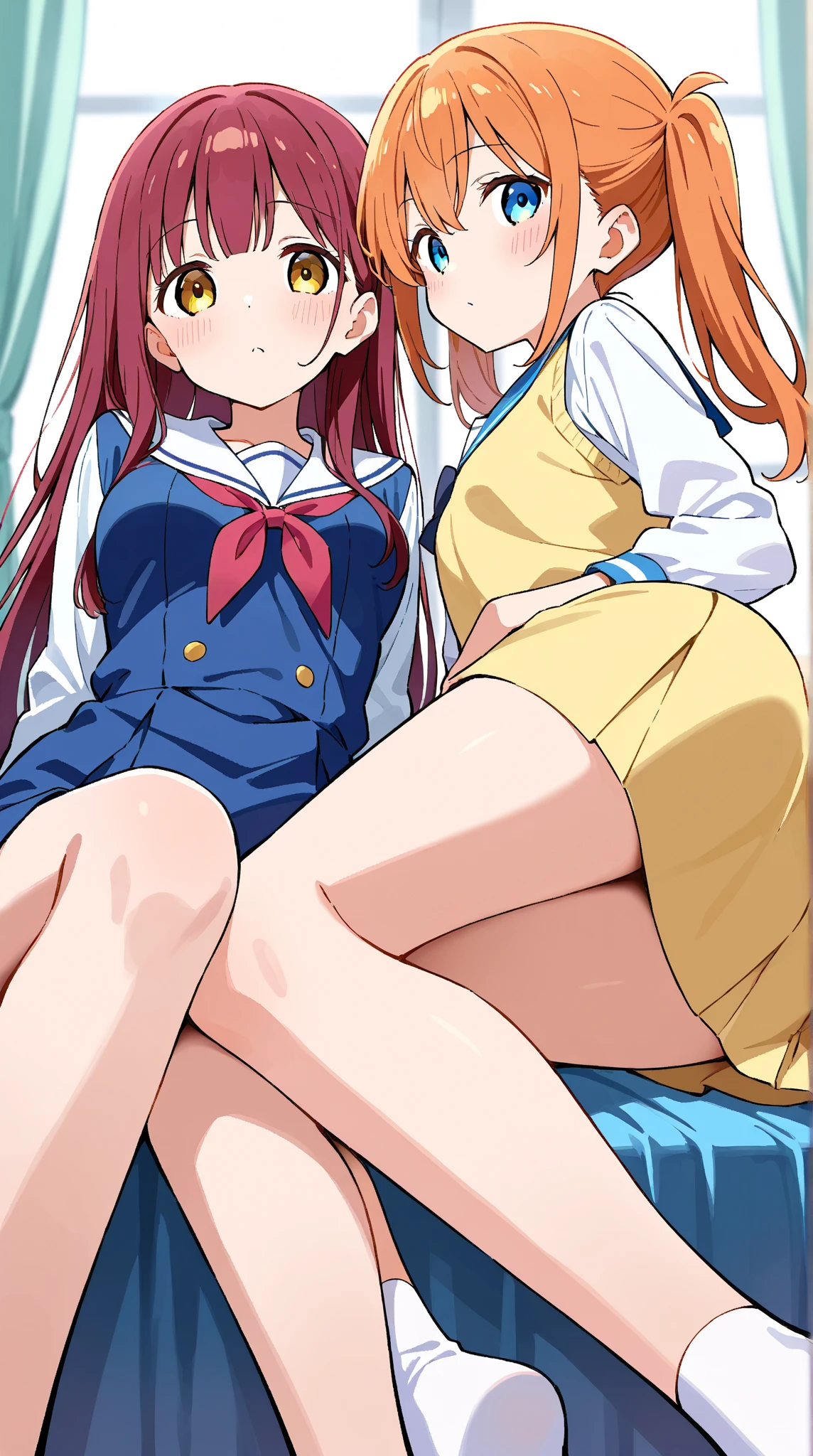 Masterpiece, best quality,love live style, from below,honoka kousaka, blue eyes, orange hair, string bikini, micro bikini, pink bikini, hentai style,pov hands , pussy fingering,skindentation , cowboy shot, beach, standing, facing viewer,arms behind back, one eye closed, looking at another,:p, tongue out , erect nipples , sweat ,wet pussy