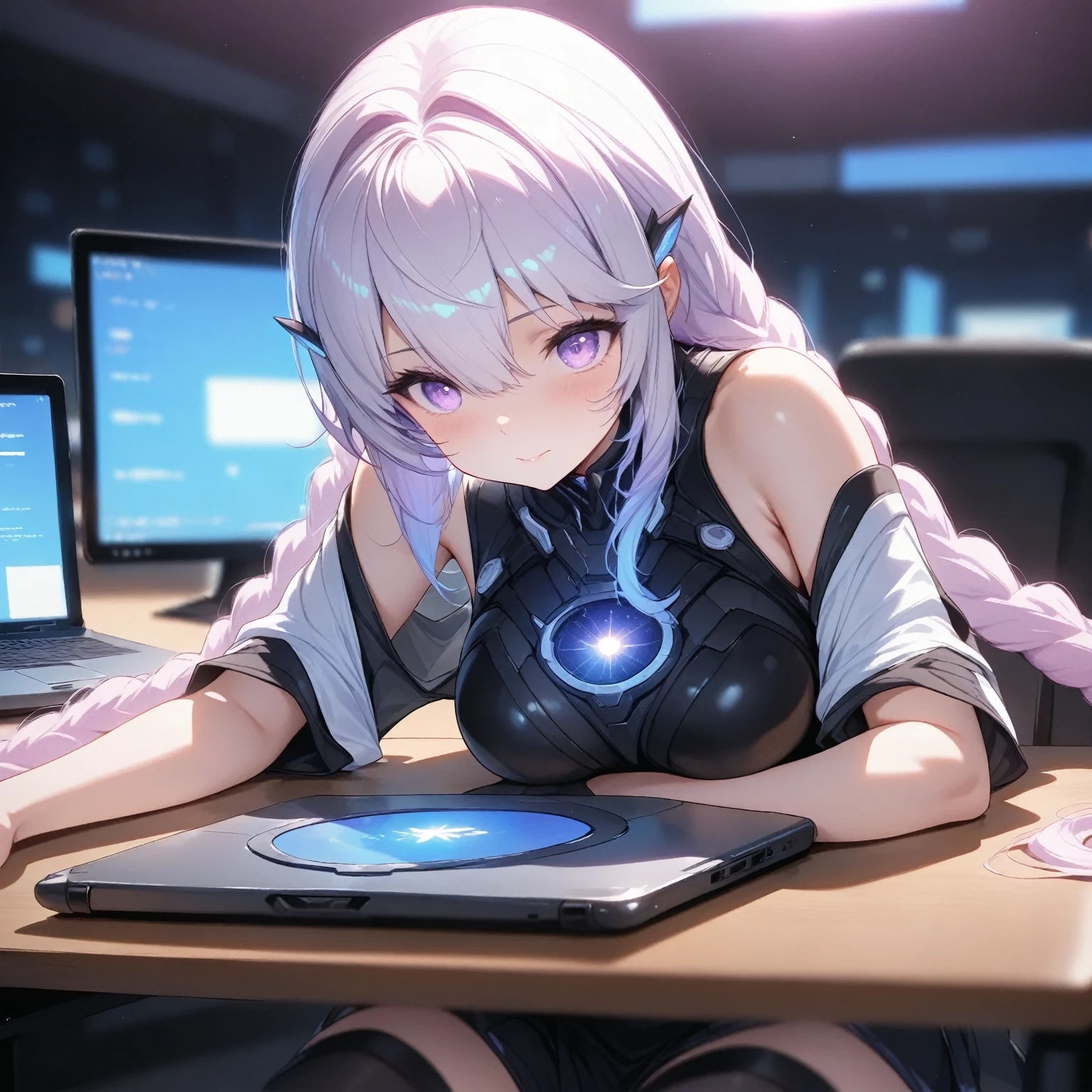 beautiful, View your viewers, Detailed face, Fantasy, beautiful lighting, (22 year old Spanish female), Flowing white hair, Green Eyes, Sitting,Fine grain, Detailed face, Fine hand, Blue Eyes, Green dress, dress, Elf, Fairy, Two pairs of wings from the shoulders,（Moderate exposure:1.5), Big Breasts, Big Tits, tits, Sex、（distress:1.5）、（worry：1.5）、（Keep your mouth shut:1.6）、(closing her mouth:1.6), (Suffering:1.5), (distressed:1.5), (sighing:1.5), (sad:1.5), (painful:1.5), (tired:1.5), （Looking at the monitor:1.6)、(touching the computer:1.6)、（looking at the monitor:1.6), (touching her computer.:1.6) 