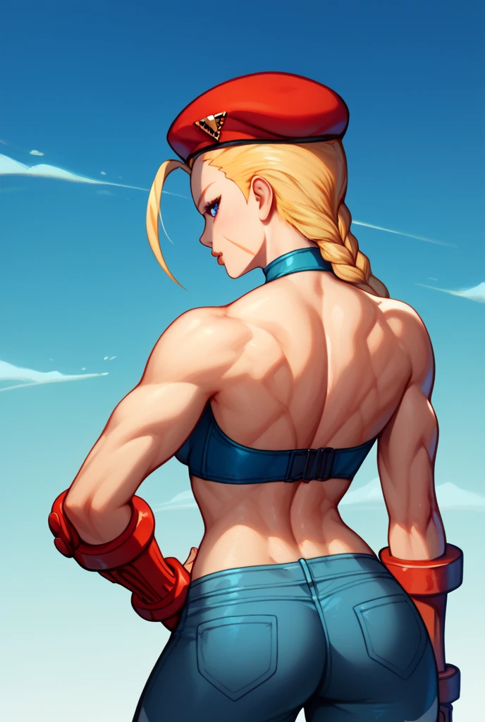 CAPCOM、Street Fighter II、 cammy、KO the boss and leave、Back view、turn around here from head to 、