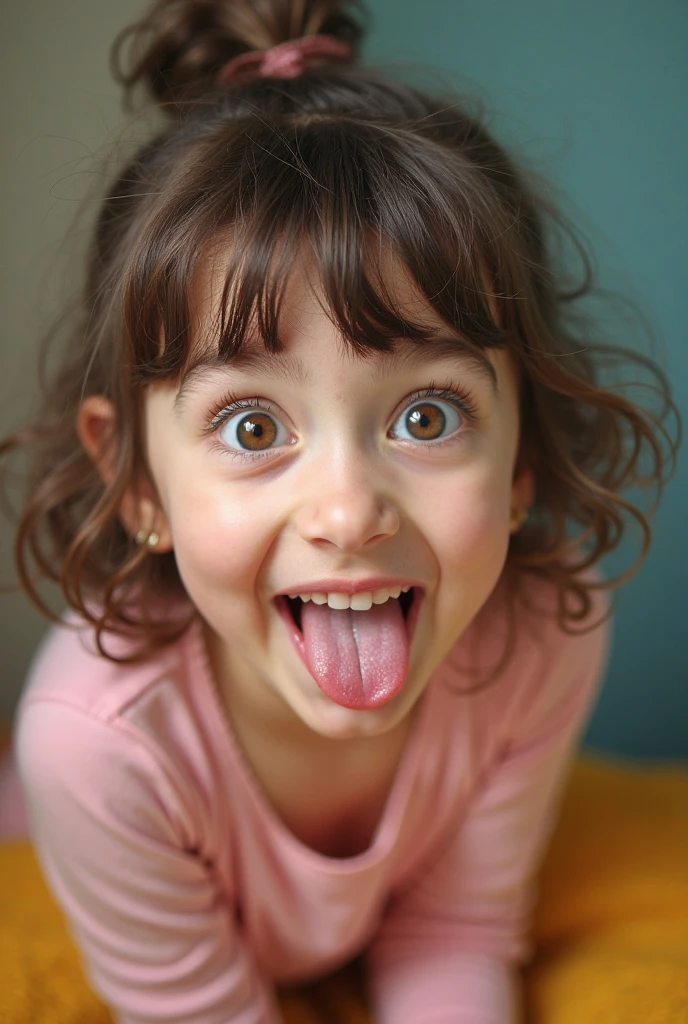 8 year old with tongue out
