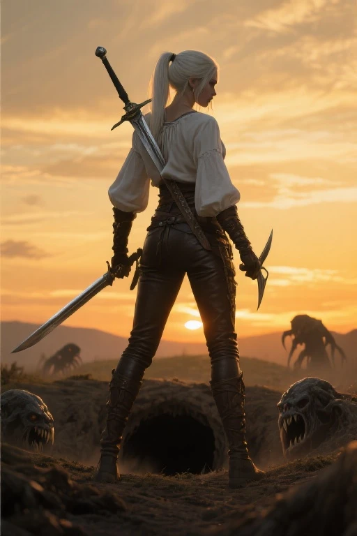 the witcher 3 new female version of gerald with dark hair demonic wings
