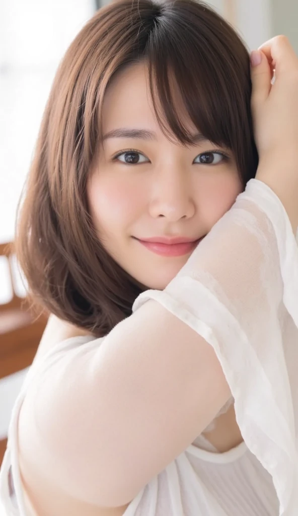 Beautiful mature 55 year old Japanese woman, Married women, Fine Lines, Long eyelashes, Shining Eyes, Bob Cut Hair, smile, Red lipstick, elegant, Pearl Necklace, Sexy Lingerie, whole body, sunny, ((lying on the green grass)), ((Sleep on your back)), (Highest quality,4K,8K,High resolution,masterpiece:1.2),Very detailed,(Realistic,photoRealistic,photo-Realistic:1.37),High resolution,超High resolution,Studio Lighting,Ultra-fine painting,Sharp focus,Physically Based Rendering,Very detailed説明,Professional,Vibrant colors,Bokeh,Portraiture