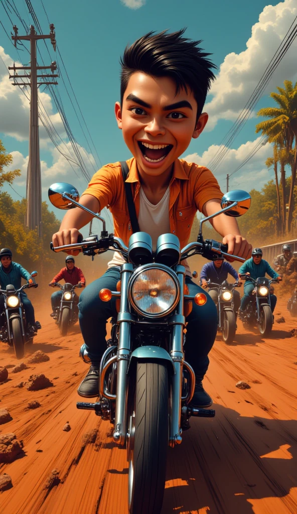 I need a image in which a very thing boy riding a bullet bike