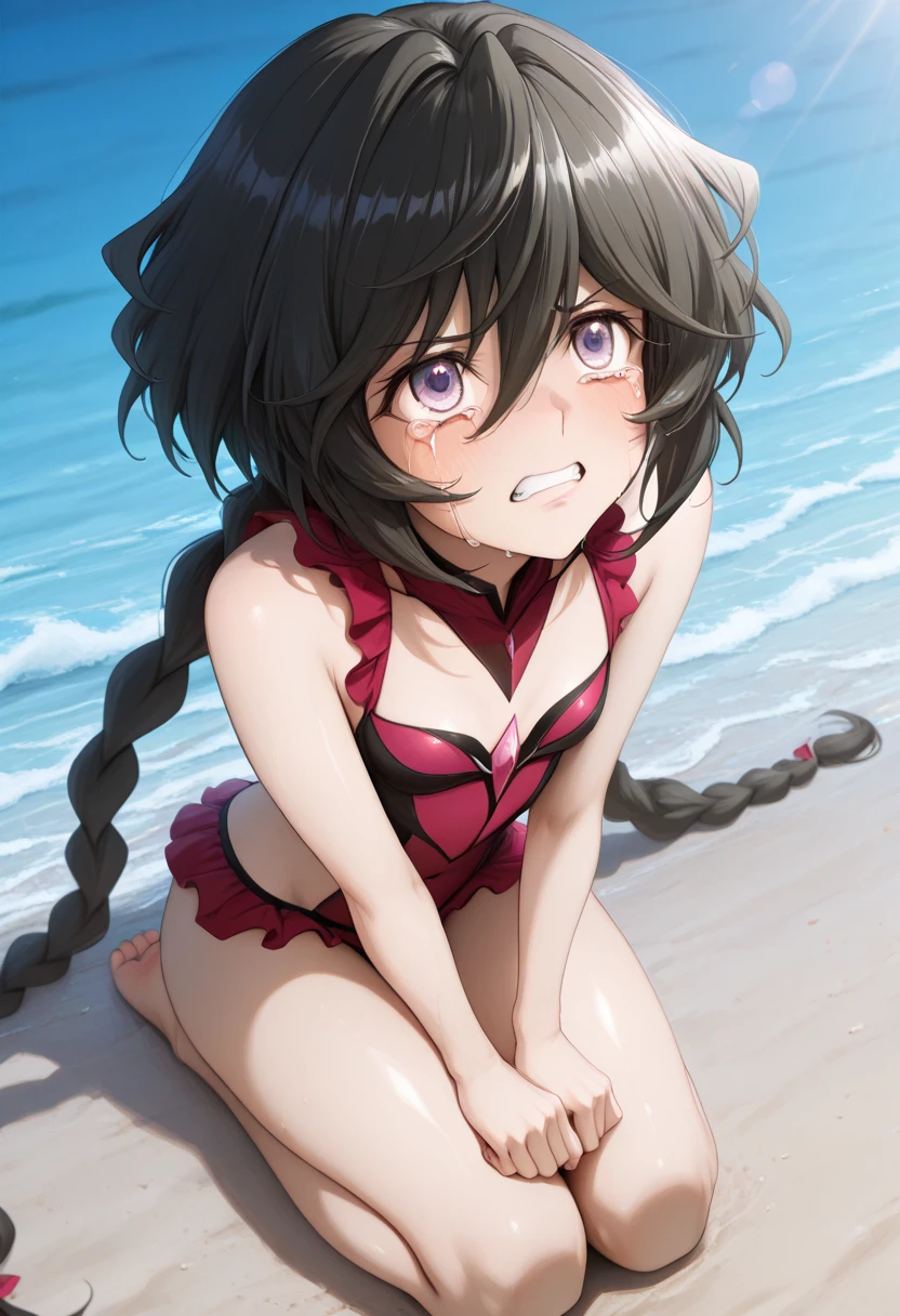 score_9, score_8_up, score_7_up, source_anime,
kurumitokisaki, kurumi tokisaki, black hair, red eyes, bikini, twintails , low twintails,
bangs, hair ornament, Black bikini, flower, short sleeves, frills, hair flower, Black bikini, rose, eyepatch, red flower, red rose, medical briefs, frilled dress, puffy sleeves,
sand beach, seaside, bent over, smile,
looking at viewer, solo, cowboy shot, dutch angle,