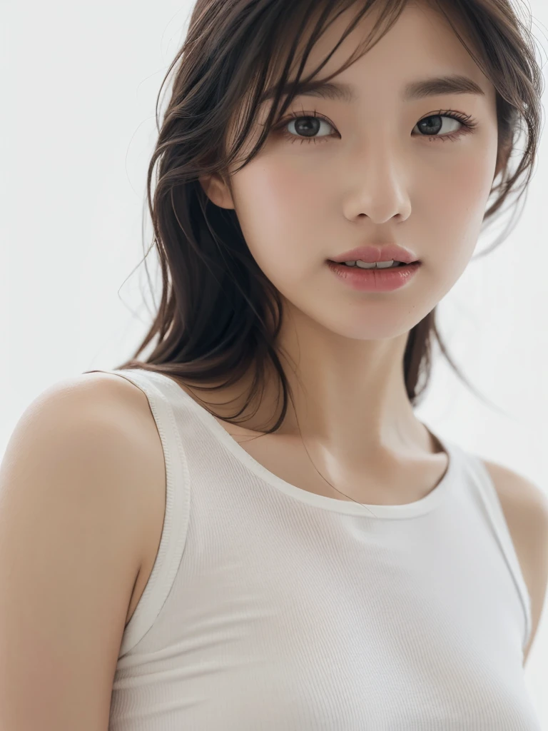 not wearing clothes, (photo realistic:1.4), (hyper realistic:1.4), (realistic:1.3),
(smoother lighting:1.05), (Improve the quality of cinematic lighting:0.9), 32K,
1 girl,20 year old girl, realistic lighting, Backlight, light shines on your face, ray tracing, (bright light:1.2), (Improvement of quality:1.4),
(Highest quality realistic textured skin:1.4), detailed eyes, detailed face,
(Tired, sleepy and happy), (smile:0), close up of face, T-shirt,
(Enhance the mood of your body line:1.1), (Enhances the beauty of skin texture:1.1)