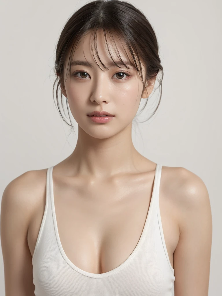 face focus, from above, finest image, 8k, RAW photo, realistic, beautiful woman, ecstatic expression, troubled expression, half-open lips, armpit