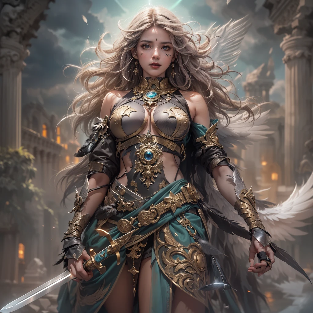Asgard,valkyrie,Latina Adult model Daisy Marie ,Anatomia correta,epic fantasy digital art,tmasterpiece,8k,high-definition resolution,desenho detalhado,Qulidade Superior, Epic composition, best quality, cinematic photo