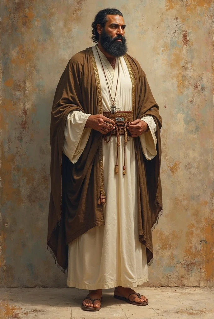 Imam (a.s) wearing a white woolen cloak and had wrapped around his shoulders red striped shawls of Qatari origin. He wore a headgear of fine cloth. wearing a yellow loincloth and was covering his shoulders with a flowery black shawl, Lighten face,pov back, warrior posture, cool