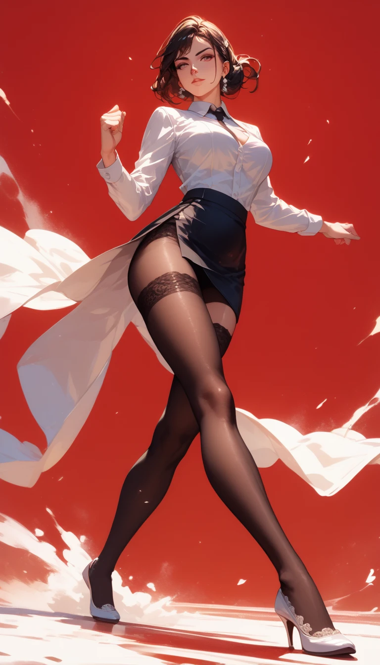 (It was glaring, shiny skin, Super detailed),((1 girl)),(perfect face, detailed face, fine eyes,perfect hands,perfect fingers), (medium breasts:1.2,evil smile:1.4),(mature woman:1.4),cowboy shot,thick,throw, (from below:1.4),short hair, straight HARE,Green eyes, hair between eyes, Blue hair, skirt, shirt, , white shirt, pleated skirt, collared shirt, sweater, grey skirt, ribbon, red ribbon, black sweater,((8k wallpaper)),bare chest,cleavage, window,chest comes out,transparent clothes、(((white background)))、fold your arms behind your back、Posing to emphasize breasts