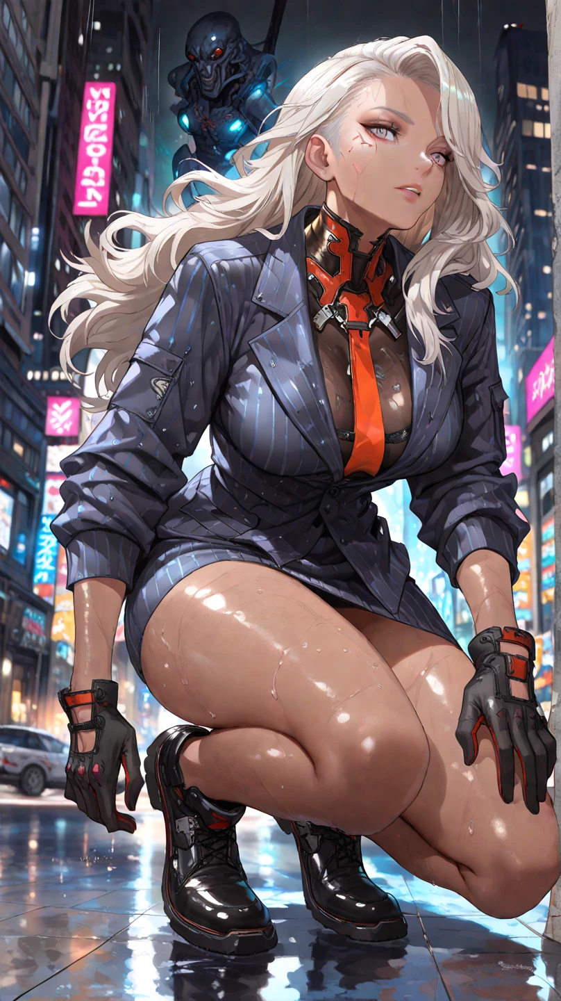 sexy anime 1girl, glowing skin, beautiful background, beautiful sky, aesthetic, vanilla, night, neon city, sexy outfit
