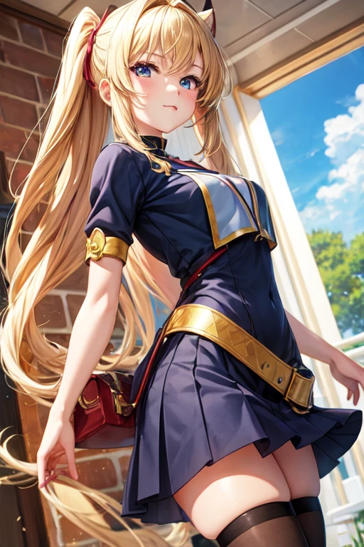 Cathedral、Elf、Primary school students、Blonde、clergyman、smile、Small breasts、Small breasts、Clothes that show through underwear、Very short skirt、Knee socks、garter belt、Overflowing love juice、Dripping love juice