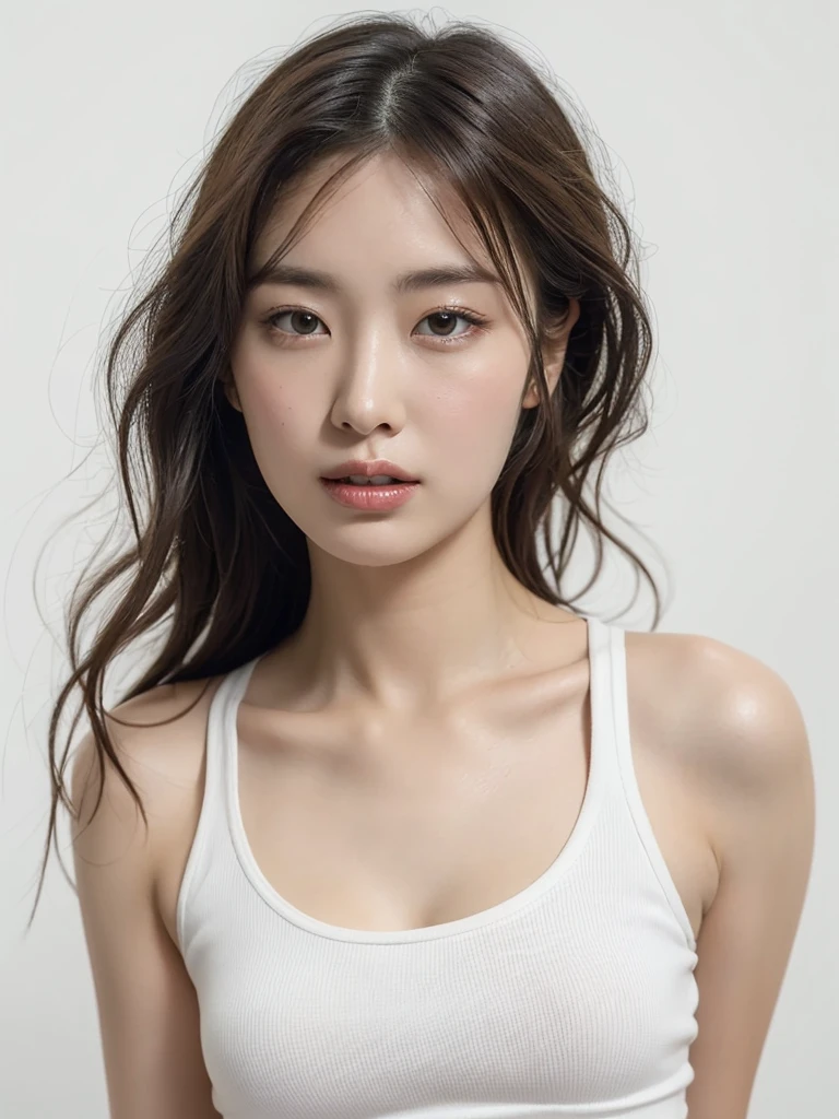 See-through tops、巨乳、キャミソール、(背景にwhite wall、Part of her clothes is Mint green:1.4)、white wall、Taken in front of the white door、(窓のあるwhite wallの部屋)、((highest quality、8K、masterpiece:1.3))、ultra high resolution、(photorealistic:1.4)、raw photos、Japanese,(details face)、real、Shot in natural light、Highly detailed face and skin texture、highly detailed lips、correct state of the human body、medium hair、black hair、various poses、natural color lip
