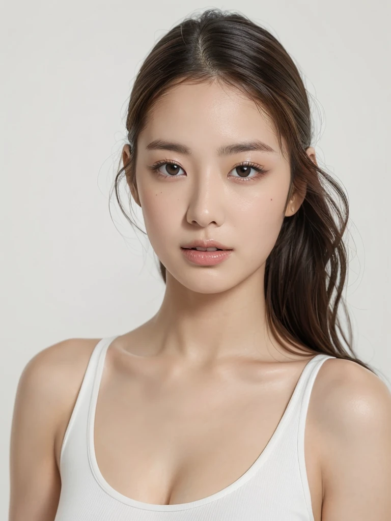 ((Best picture quality, 8K, tmasterpiece:1.3)), 1girll, Beautiful woman with slender abs:1.3, (Casual hairstyle, No leakage of big breasts:1.2), Low-cut bra，Super large，Ultra-fine face, A detailed eye, 二重まぶた，ssmile，Home，The figure is very bad，tiny small waist，Super big breasts，Close-up，Close-up chest，White-skinned，The background is casual，Close-up Shot Shot