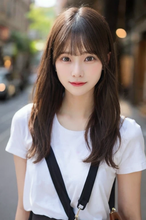 Japanese,dress,masutepiece, Best Quality, Illustration, Ultra-detailed, finely detail, hight resolution, 8K Wallpaper, Perfect dynamic composition, Beautiful detailed eyes, Women's Fashion Summer,Medium Hair,Small breasts natural color lip, Bold sexy poses,Smile,harajuku、20 years girl、Cute、Sexy shot looking at camera