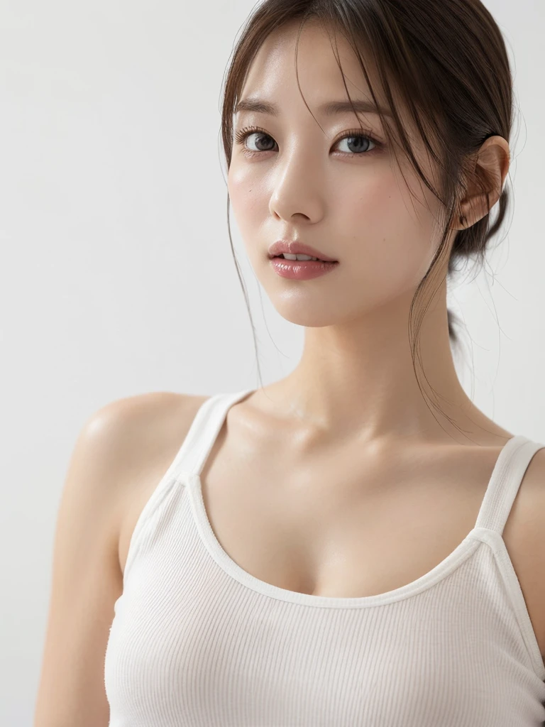 ((Highest quality, 8k, masterpiece :1.3)), One girl, Beautiful woman with slim abdominal muscles :1.3, (Random Hairstyles, Huge breasts :1.2), Bath towel wrapped around upper body :1.2,  Highly detailed face, Fine grain, double eyelid、Japanese women
