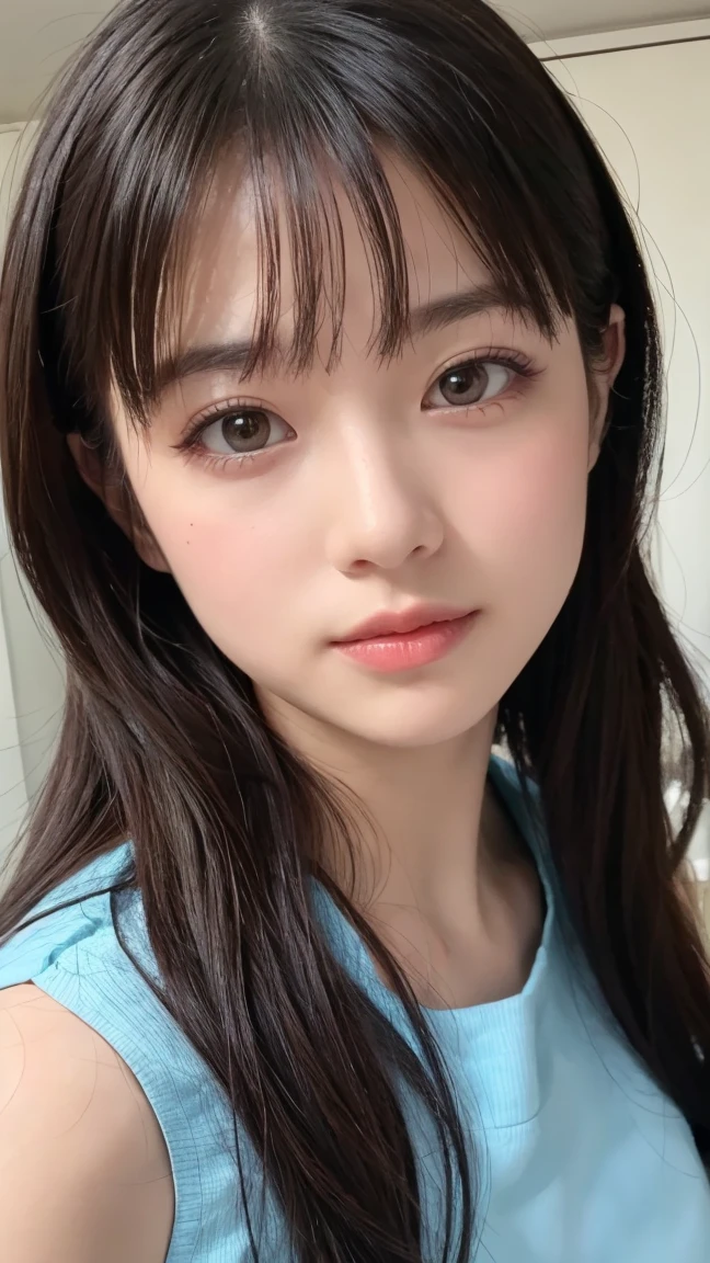 finely, High resolution, high quality、完璧なダイナミックな構figure, beautiful and fine eyes, medium hair, 、natural color lip,Kamimei、Shibuya Ward、20 year old girl、1 person、transparent skin、shining hair、Ocean, 最high quality, figure, super detailed, finely, High resolution, 8K、correct state of the human body、squat、hair flying in the wind、small breasts、camisole、Angle from above、upward glance、side、Embarrassed face
