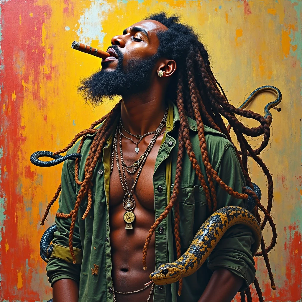 Rasta Ape smoking a blunt