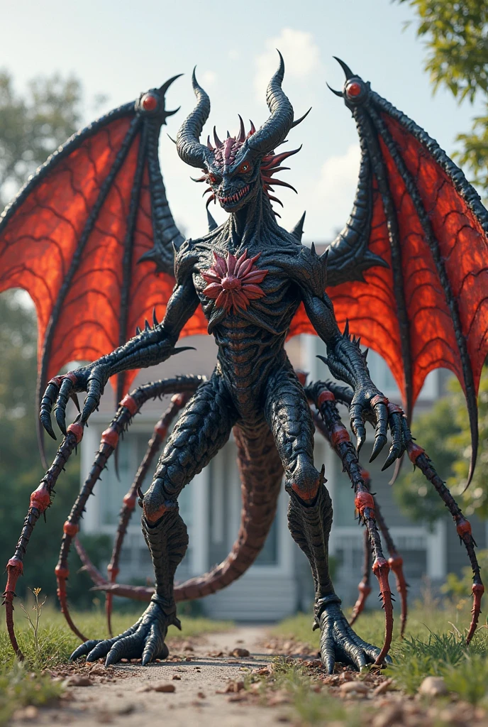 hyper detailed masterpiece, dynamic, awesome quality, manananggal, female mythical creature, separated upper torso, bat like wings on detached torso, long proboscis like tongue, sharp claws, long disheveled hair, distinctive eerie sound, malevolent vampiric entity <lora:ral-rawmeat:1.0>, ral-rawmeat,