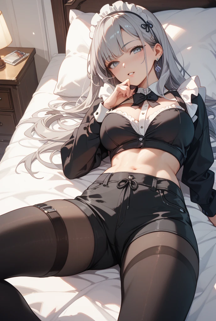 (masterpiece)、highest quality、official art、Virtual YouTuber、8K、ultra high resolution、detailed、very CG:1.37、game CG:1.37、sharp focus、Written in depth、anime感:1.37、So that the whole body is reflected、(one person:1.3、solo:1.3、tall、young woman、 Ideal body shape、perfect waist、white skin、show your belly button)、anime、girls front line style、(Wolf ears、high ponytail、bangs、silver hair、hair that shines in natural light、messy hair、Ahoge、pink eyes)、wearing a collar:1.3、zip up hoodie:1.3、belt、suspenders、belt、garter、sheer skirt:1.3、tights_stockings:1.3、He wears black gloves on both hands.:1.3、boots、close:1.3、open your mouth a little、stick out tongue、blush、sexual excitement、It's a little hard to breathe、shyness、wet、Stuffy、Sexy、cute、sit、leaning forward、Putting both hands on、soft light