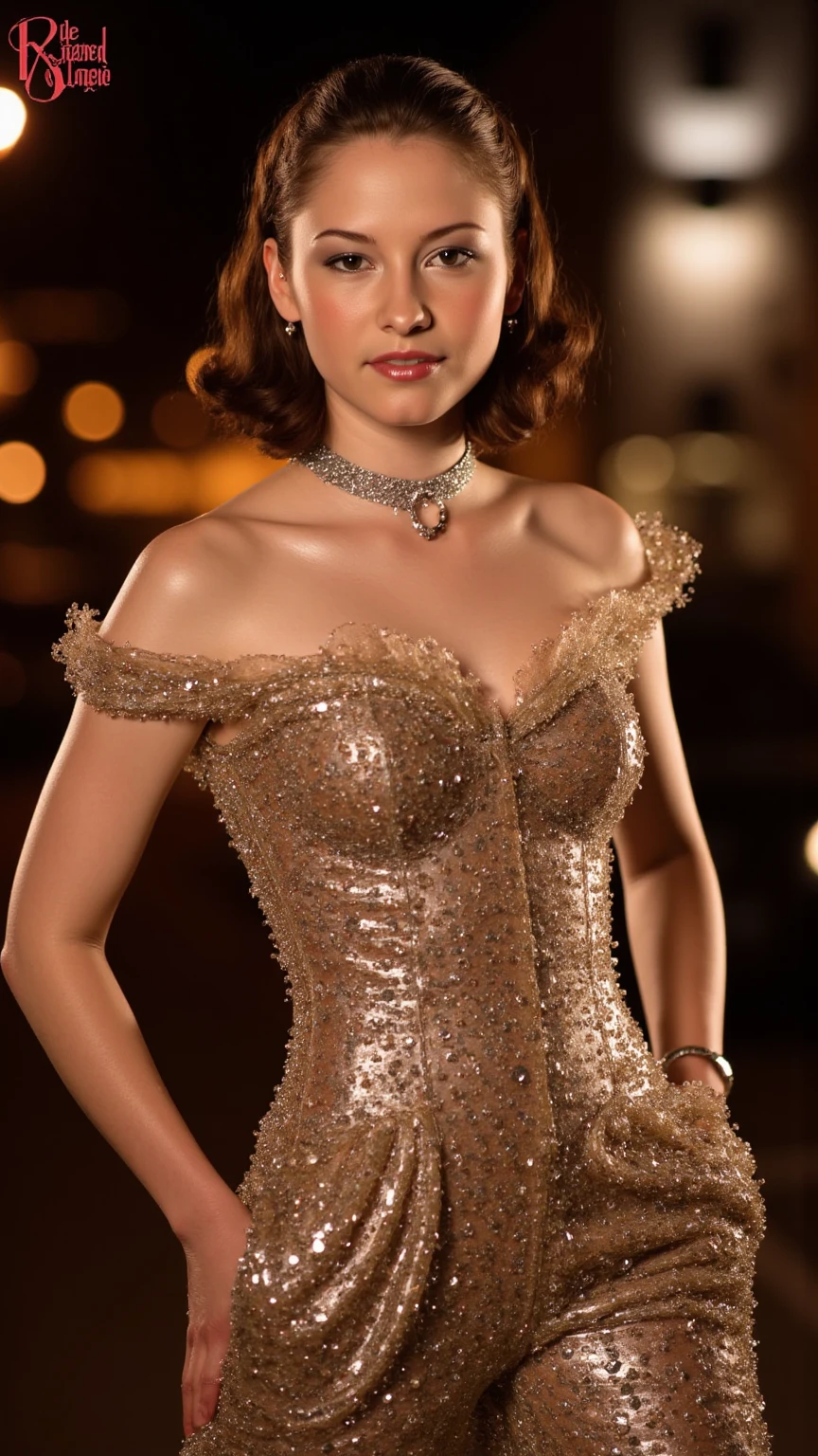 ultra high resolution. very realistic, UHD, POV, 1girl, Pretty, Most beautiful in the world, soft, Empfindlich, detailed eyes, detailliertes Haar, Dekollete, (lange braune Haare), (Big sagging breasts:1.1), (wearing red lace dress and a garter belt with stockings), Sun kissed, Hintergrund bei Sonnenuntergang, bokeh