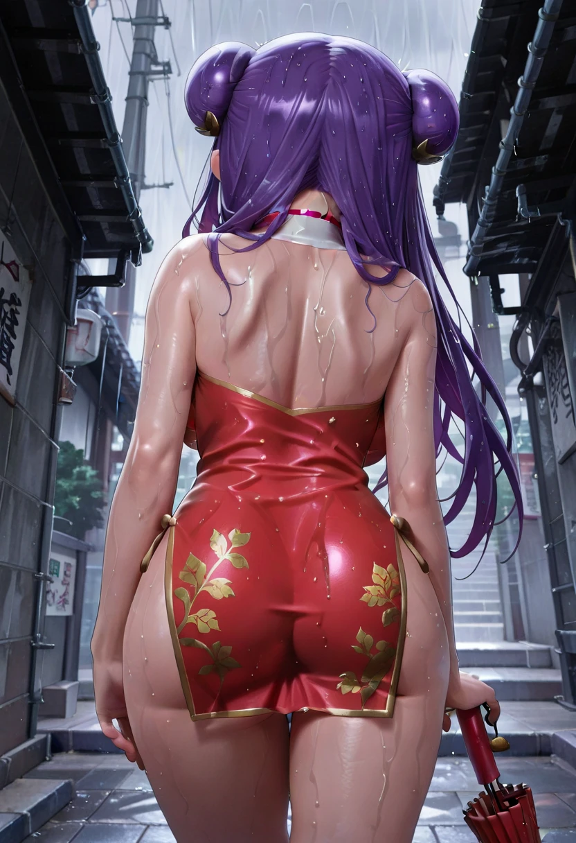 PERFECT MASTERPIECE, EXTREMELY DETAILED CG UNITY 32K UHD QUALITY RESOLUTION WALLPAPER, PHOTOREALISTIC, RAW PHOTO, PERFECT PHOTOGENIC CLARITY, OFFICIAL ART, AWARD-WINNING PORTRAIT, ULTRA HYPER-REALISTIC, ULTRA HYPER-DETAILED, SHINY REALISTIC SKIN, RAY TRACING, UNREAL ENGINE 5.8K, GLOWING AMBIENT LIGHT, The most beautiful and sexy black african girl, (very long neon red hair in a ponytail:1.2), vibrant moonlight eyes, long detailed eyelashes, blushing, full pouting pink lips, curvy body type, full hips, accentuated super huge enormously gigantic tits, cleavage showing(dark african skin, the most beautiful and detailed kimono with mini thong underneath, squatting arching her back in a sexy seductive slutty pov booty pose:1.3), looking back at the viewer, close up pov camera view, sexy seductive slutty facial expression, cherry blossoms blowing in the wind, luxurious bedroom background