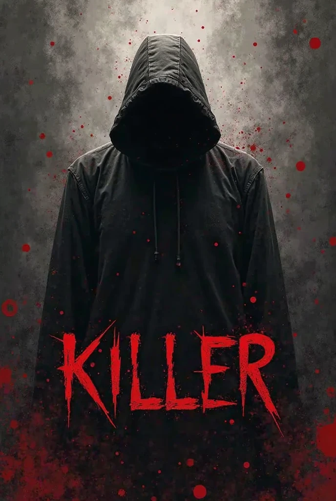 Create a horror movie poster with the killer on the cover. the killer has an athletic body and his hands are full of blood, we can't see his eyes because there is a shadow ,but he seems mysterious the poster is 80s horror movie style designed in the colors of the poster are red,close and beige. film's name "Swearing"