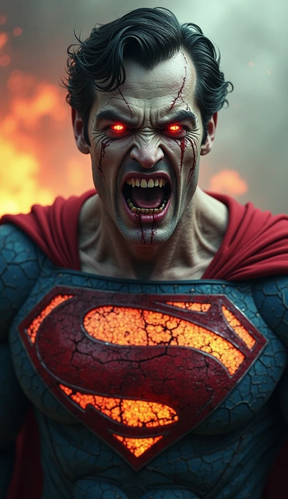 Ultra realistic (zombie superman:1.2) portrait, misty dark room, (fire background, smoky background:1.2), (dust particles:1.2), open wounds, blood, red eyes, kryptonite crystals, professional photography, light rays, insane detail, extreme detail, high poly, hdr, ambient occlusion, art-full.
BREAK
dark intense blue background, dark theme, dynamic lighting, (soft shadows), (sharp focus), (photo realistic), extreme details, uhd, 8k, <lora:xl_more_art-full_v1:0.7>