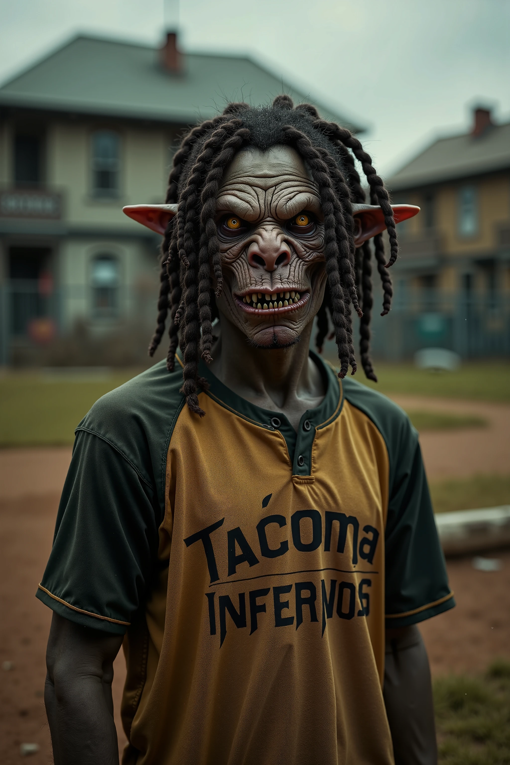 an alien with dreadlocks, full body, dressed as a rasta, (((wears a yellow rasta tshirt))), marijuana, jamaica background <lora:Predalien1024:0.8>