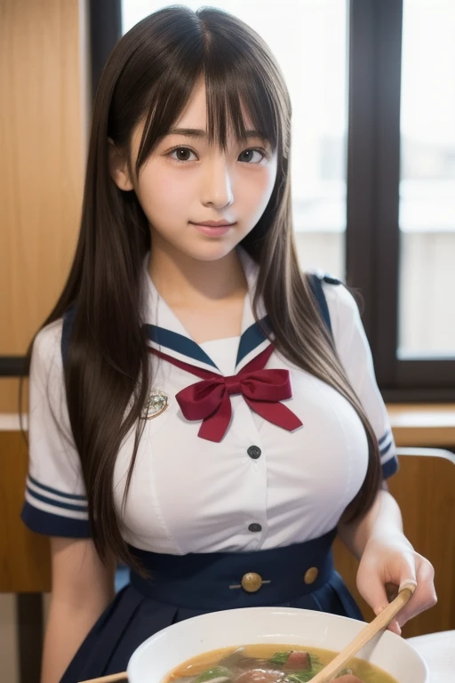 ((highest quality, 8K, masterpece :1.4anime)), highest real,Sharpness:1.3, Perfect Body Beauty:1.4,super detailed face and skin texture,(Glowing skin) ,((super real,best quality)),(soft lighting),super detailed face,top-quality、SUPER high resolution、photo of an exquisitely beautiful JAPANESE girl、Extraordinary beautiful girl、Detailed cute and beautiful face、(pureerosface_v1:0.008)、LONG HAIR cut with beautiful bangs,Attractive bright natural BROWN HAIR, (short straight silky hair)、finer hair,alice in the wonderland、18 year old、Glowing white shiny skin、facial hairs、Bangs that extend to the face、Bangs between the eyes、Attractive glowing beautiful bright clear big eyes、eye liner、Double eyelids、Lush bust, ((NSFW:1.5)), my sister,18 years old,((JAPANESE IDOL)),(huge breasts :1.8,large breasts:1.8,beautiful areola,small areola),(Glowing skin),(((Manga style background)),(Inside the room, bright room, Marble floors, white concrete walls,large windows, sunlight shines in),)((Perfectly rendered hands and fingers)),((Look down:1.6,Look at mybreasts:1.6)),((Composition from the front:1.4)),((SMILE FACE:1.4)),(close up face:1.2,upper body:1.2),((school uniform:1.4,sailor suit:1.4,RED SKIRT:1.2,WHITE SHIRTS:1.2)),(Squatting:1.4,cum in pussy:1.4)