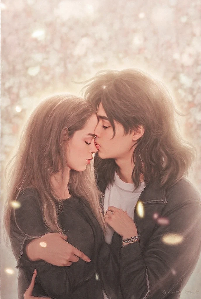 Michael Jackson kissing a beautiful woman with brown hair, model style, cinematic Sony A7rlll, stylized image, realistic style, UHD quality
