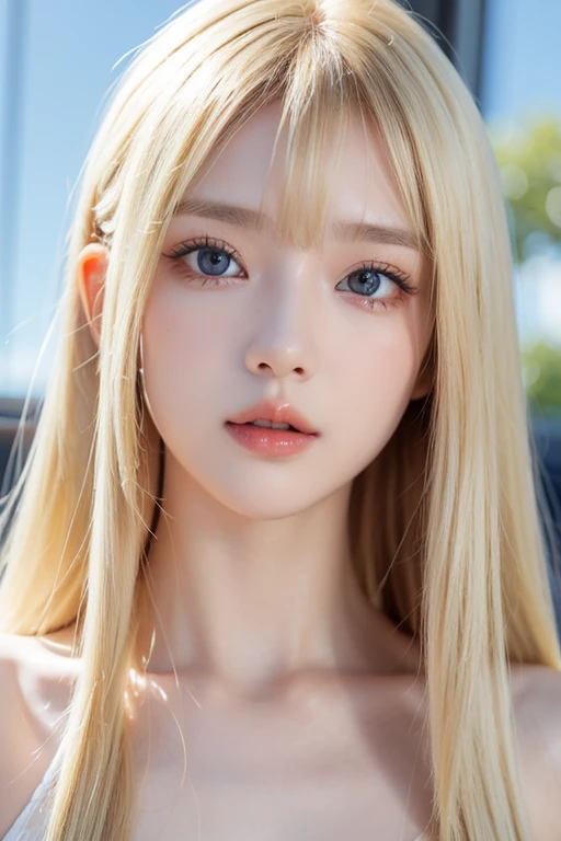 {photorealism、highest quality、超A high resolution、photograph}、{北欧生まれのとても美しい金髪の女の子のphotograph{、ordinary beautiful blonde girl、{Detailed cute and beautiful happy face}、beautiful bangs、12 years old、{{radiant white skin}}、Bangs that extend to the face、bangs between eyes、super long blonde hair、{Attractive bright platinum blonde silky hair in ponytail}、thin blond hair、{{high resolution blue eyes beauty, Bright and clear、Big light blue eyes shine charmingly}}、{white lace nightdress}、{eyeliner、double eyelid}、{Rich medium semi-nude bust}、cleavage、perfect beautiful young body、{perfectly proportioned body}、Bedroom、ベッドにsit、sit