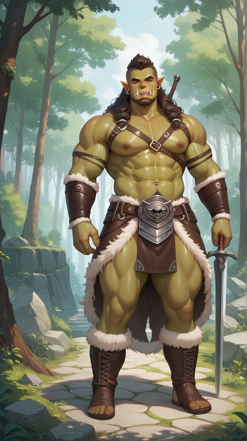 Half orc barbarian black scales skin