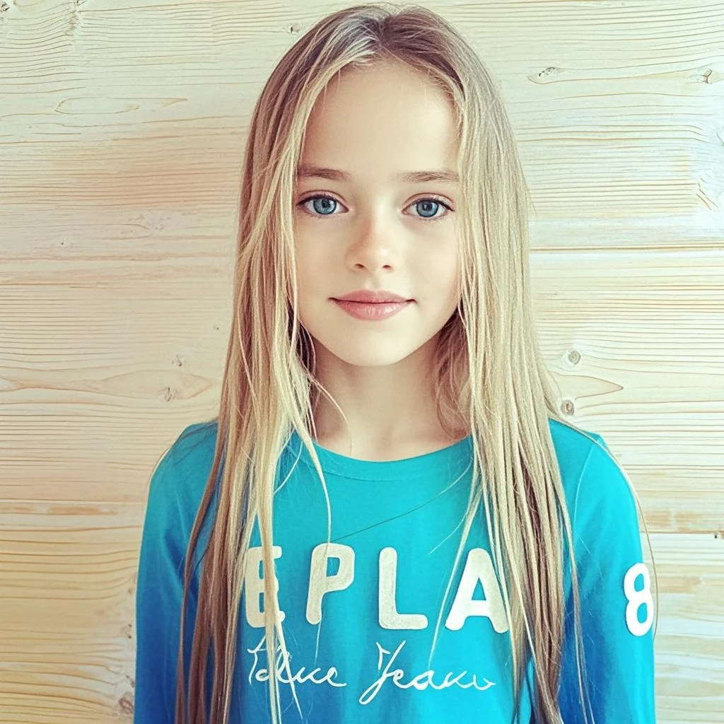 Por favor, make a very beautiful 11 year old blonde, very beautiful, 8K image resolution quality
