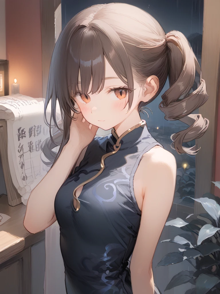 Yuno Shimazu、Shiny brown hair,Long Hair, 、((2 braids:1.5、Hair that falls over the shoulders)),Beautiful brown eyes、Sparkling eyes, Fine grain、smile、Super detailedな目、Highly detailed face, Highly detailed eyes,Cowboy Shot、
((masterpiece, Highest quality, High resolution, 超High resolution, Pixel perfect, Depth of written boundary, 4K, RTTX 10.0, High resolution))),
1 person, Absurd, Sleeveless cheongsam mini dress, Sharp focus, Depth of written boundary, Perfect body, Perfect Anatomy, Sharpness, Absurd, employment, Super detailed, Sharp focus, Depth of written boundary, Perfect body, Perfect Anatomy, Shibuya Street, Dancing, Motion Blur, Looking at the audience,