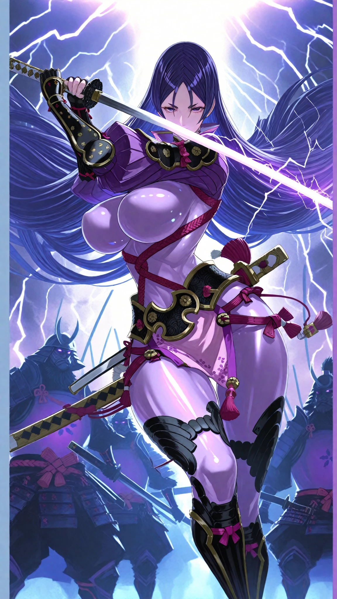 The world&#39;s biggest and hottest game character, anime character, 
muscle girl,  tongue,full body, Fantasy object for masturbation,((Tape Bikini)), violet plasma, green fire, ice storm, fighting pose, dynamic pose, ready for action, (in  shining sunset),