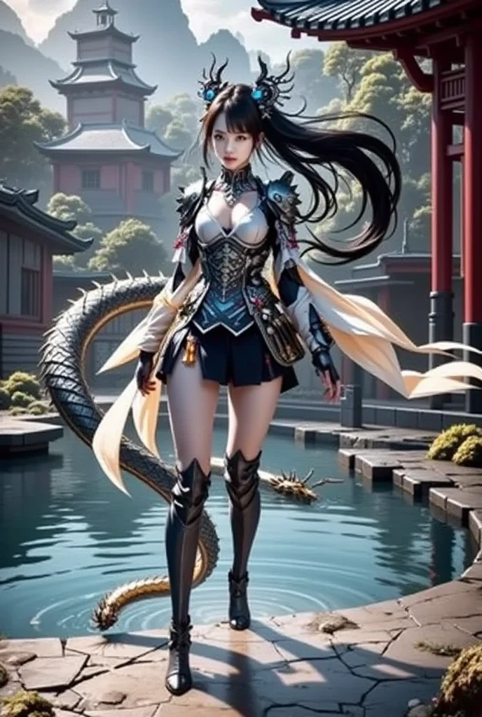 (centaur:1.4), (masterpiece, best quality:1.4), young yanligji, (young perfect face:1.4), (small_breasts:1.3), (slender slim body:1.3), (small waist:1.3), (perfect black eyes:1.2), full body,