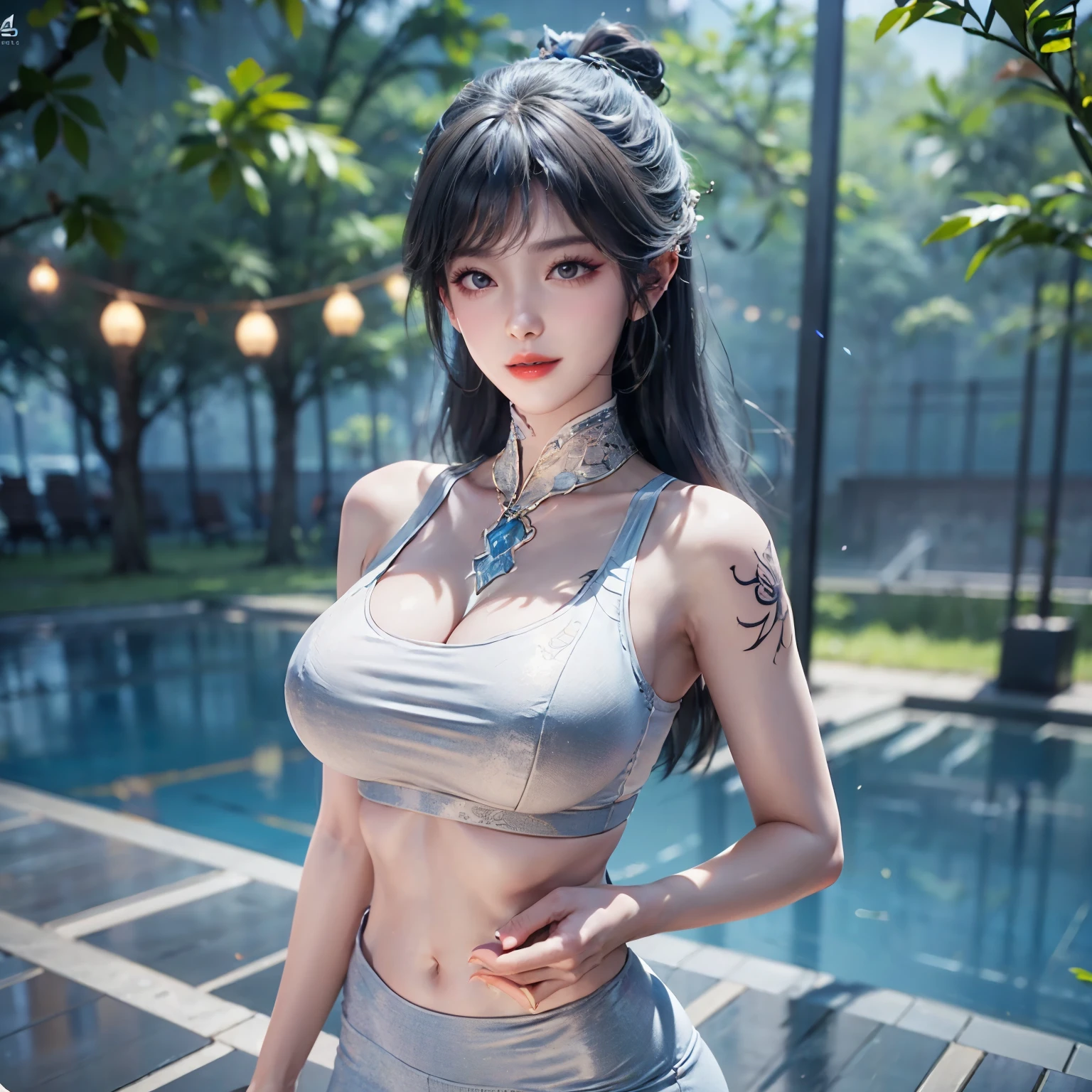 ((( . , she uses both hands to support your own breasts.. , Double cuff size ,, , , chest bulging out to the side..., sensual face color ,Nude ))), can be seen on the back of the hand, นิ้วมือสมบูรณ์ครบ 5 นิ้ว เด็กwomanคนหนึ่ง, woman, masterpiecehair, hair, cinema lights, (3D lighting), very detailed CG unity pictureพื้นหลัง 8k , Wills , pictureพื้นหลัง 8k , very detailed, maximum reality , wearing a sexy tight white sports bra, Diamond Jewelry Set , Sharp Focus, Absurd, ( high definition launch:1.2), ( high contrast ), picture , , , Delicate and complex , instagram , การวาดpictureเหมือน, very detailedな, pictureวาดดิจิตอล, Artstation , Concept Art, , Sharp Focus, pictureประกอบ, cinema lights, (自然なหน้าอกLarge, อกLarge), Middle shoulder , (Pale skin:1.4), (((wearing a sexy tight white sports bra ))), ((whole body)), ((long hair)), hairสีฟ้า , Earrings , เครื่องประดับhairเพชร , , Earringsสตั๊ดเพชร , คุณpicturepictureเหนือธรรมชาติ, อกLarge, หน้าอกLarge, Show off your slender legs , โชว์หน้าอกLargeของคุณ , Show Your Hips , segment. segment. segment. segment. segment. segment. segment. part. Show off your waist , โชว์segmentล่างของคุณ , whole body picture , ((( character portrait ))), (((หน้าอกLarge, อกLarge))), ((( wearing a sexy tight white sports bra))), whole bodyが写っている, (((หน้าอกLarge, Large ))) , ((( body tattoo ))) , ((( black tattoo )))